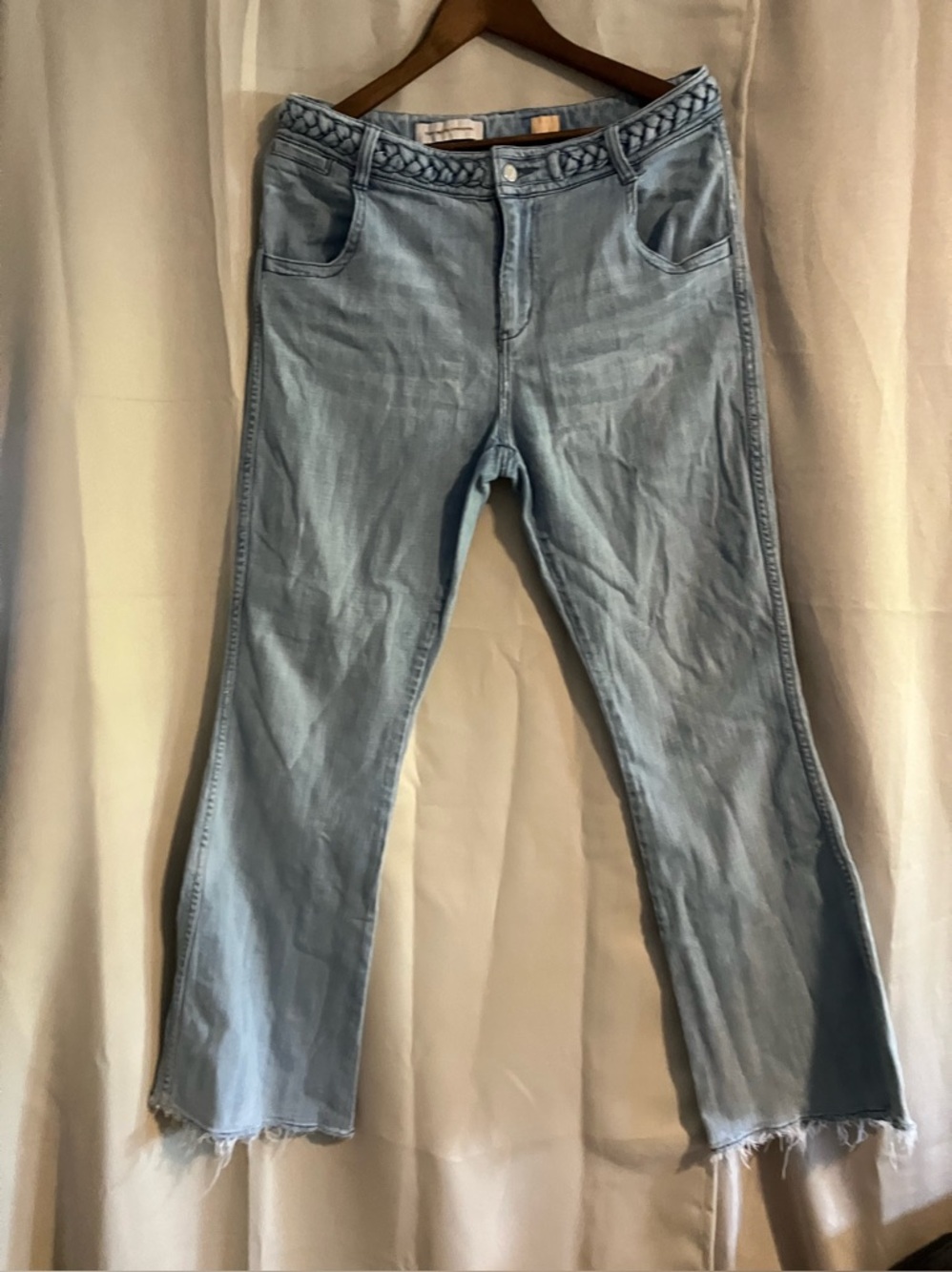 Pilcro and the Letterpress Light Wash Bootcut Jeans with Braided Waist